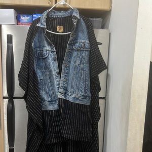Vintage standard form denim oversized pancho